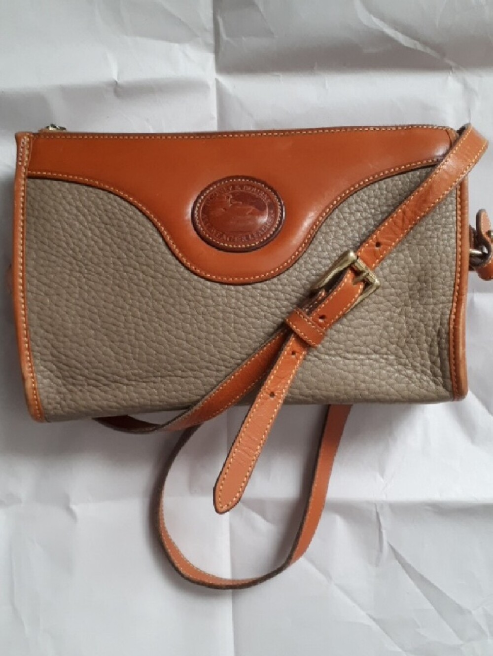 Vintage D&B Small Zip Top Leather Crossbody Bag